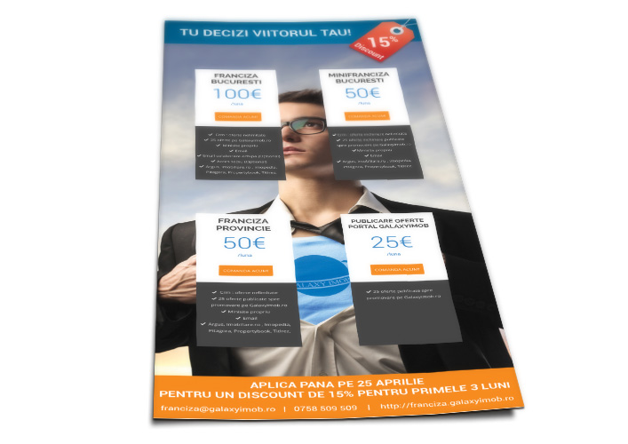 Design flyer franciza imobiliara - Galaxy Imob - Bucuresti